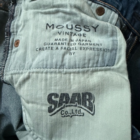 MOUSSY VINTAGE Tyrone Skinny Blue Denim Jeans Japan Raw Hem Medium Wash 29 - Picture 9 of 11